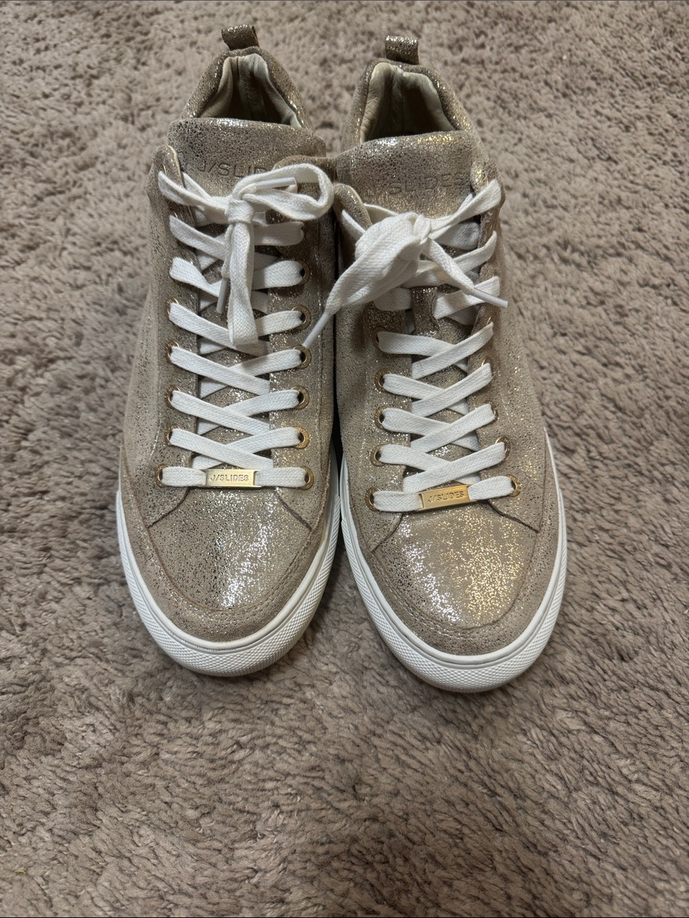 Vionic Glitter High-Top Sneakers in Champagne Gold